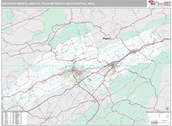 Kingsport-Bristol-Bristol Metro Area Digital Map Premium Style